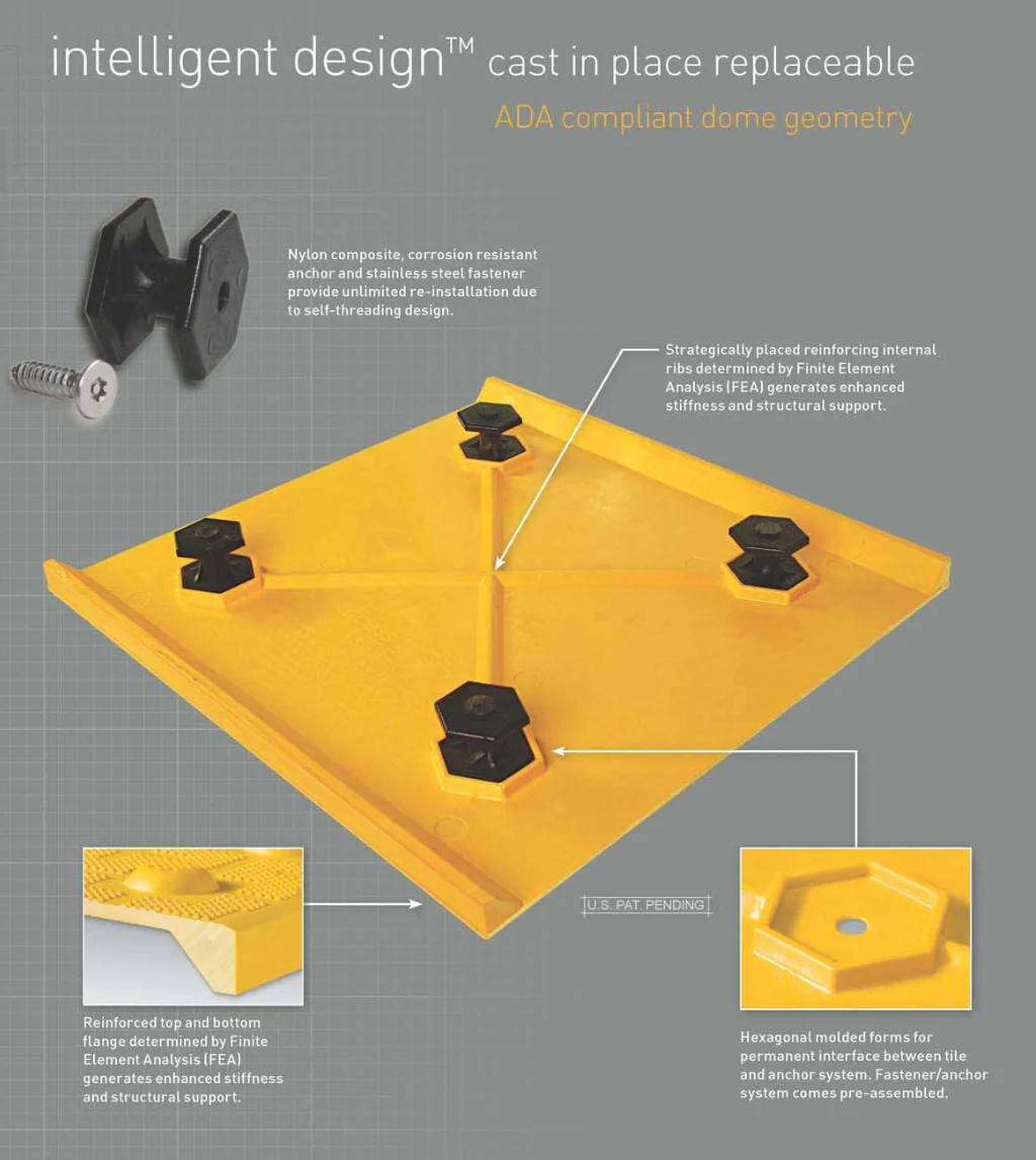 Access Tile Cast In Place Detectable Warning Mat - 1' x 1' - Image 15