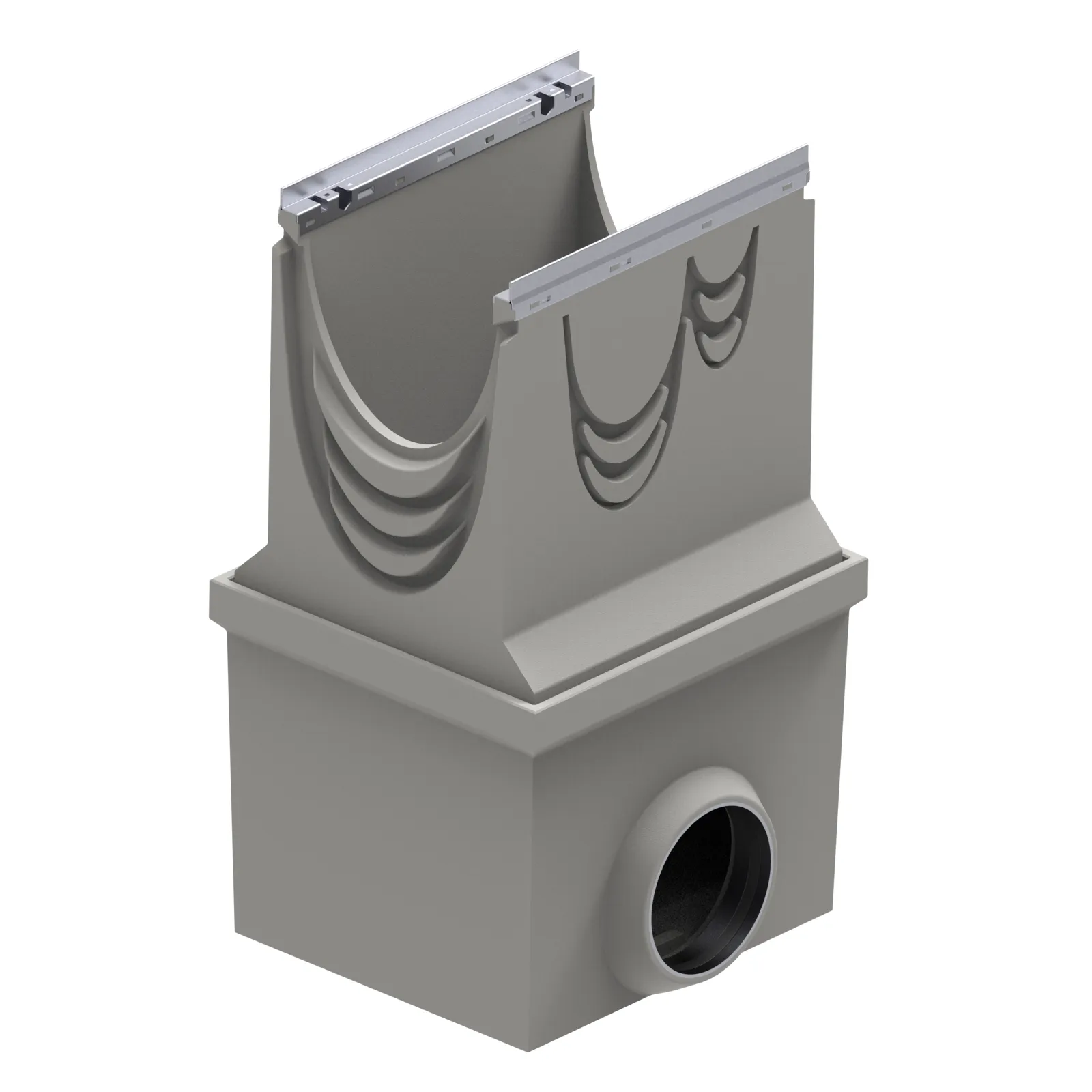 BG-FILCOTEN® 300 Trench Drain Inline Catch Basin Kit with 1-Outlet Catch Basin and Trash Bucket