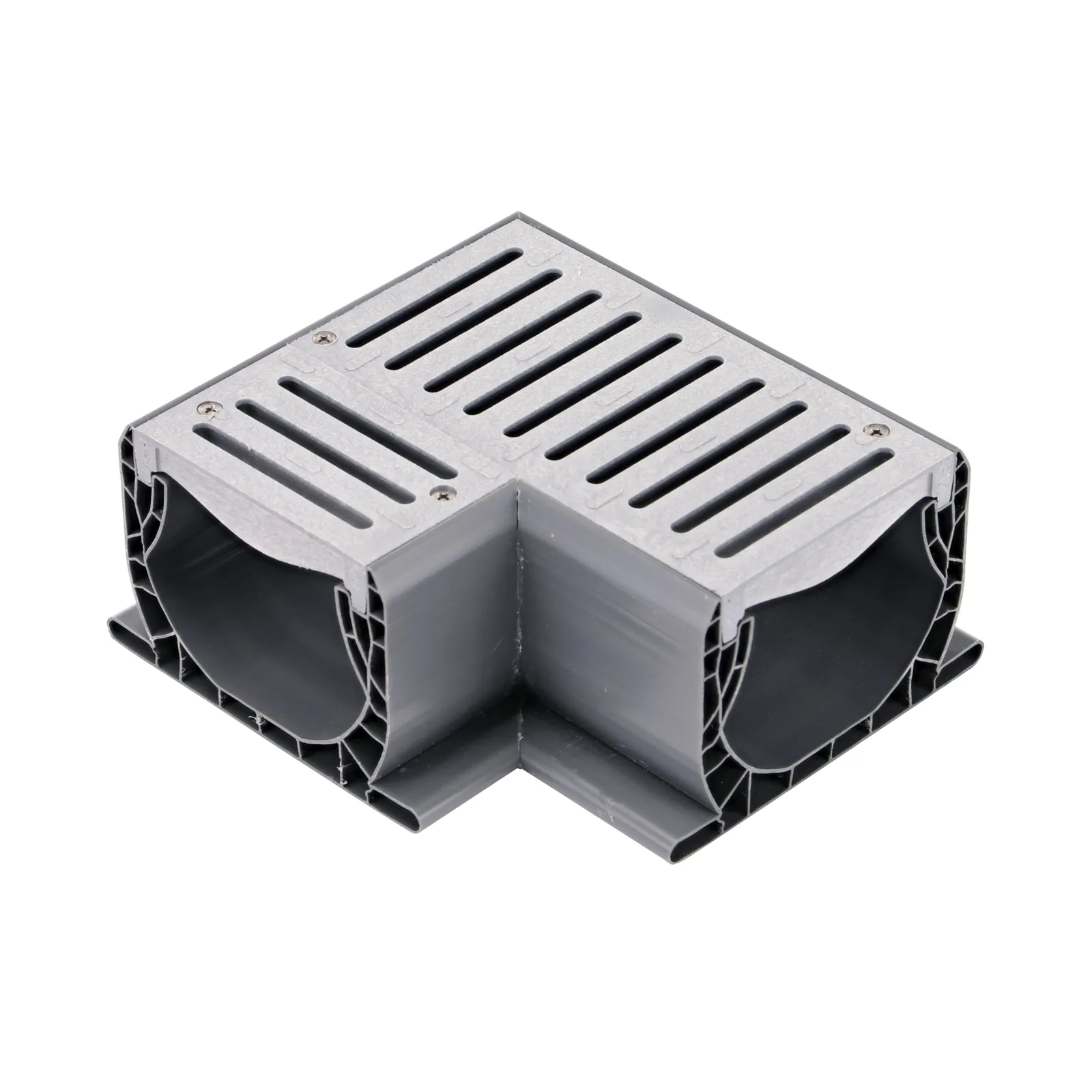 Spee-D® Channel Drain 90° Elbow and Grate, Gray Plastic