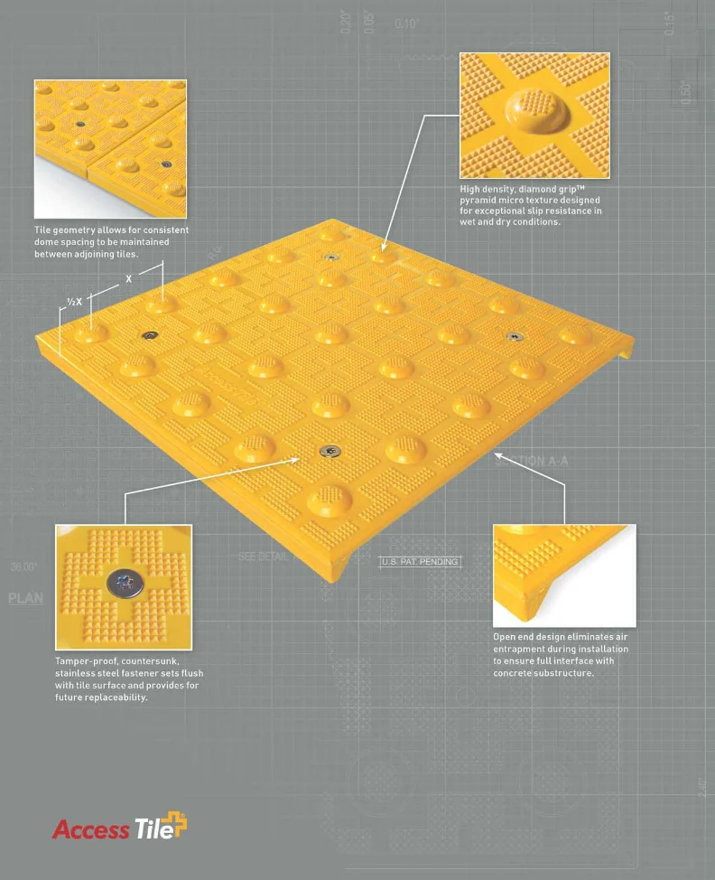 Truncated Domes ADA Access Tile - 1' x 1' Mat - Cast in Place - Image 13