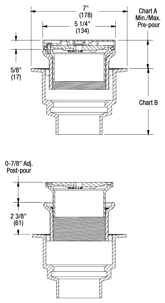 Watts - FD-1290-PR-60 - PVC Adjustable Floor Drain with Integrated Level - Image 2