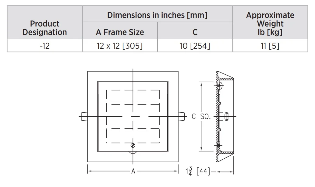 Zurn Z1461 - Square Hinged Access Panel - Image 2